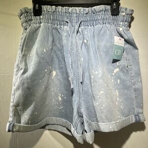 Easel Elastic Waist w/‎ Drawstring Light Wash Pull On Shorts Size Large NWT